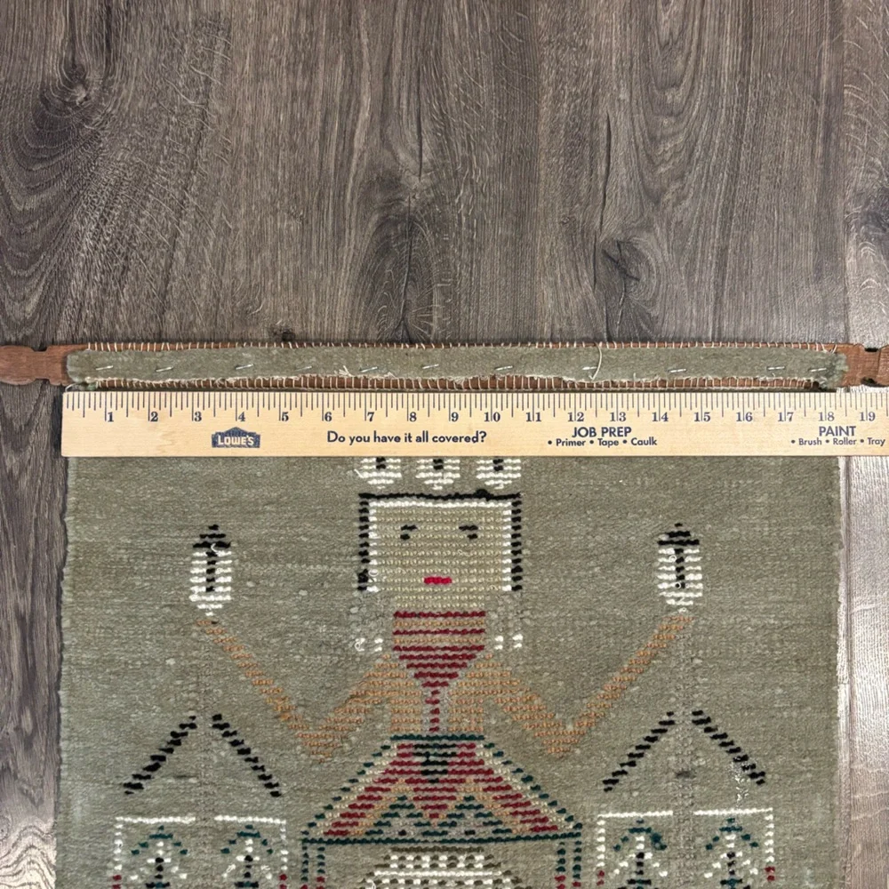 Vintage Native American Hand Woven Wool Wall Hanging Rug Tribal Man Navajo Yei?